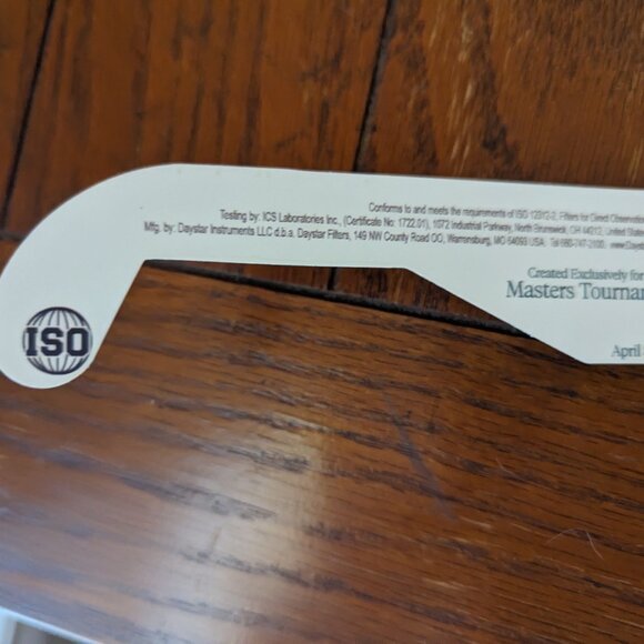 Masters Tourney Eclipse Glasses BENT + Spectator Guide ISO CE12312-2 Certified - Picture 12 of 12